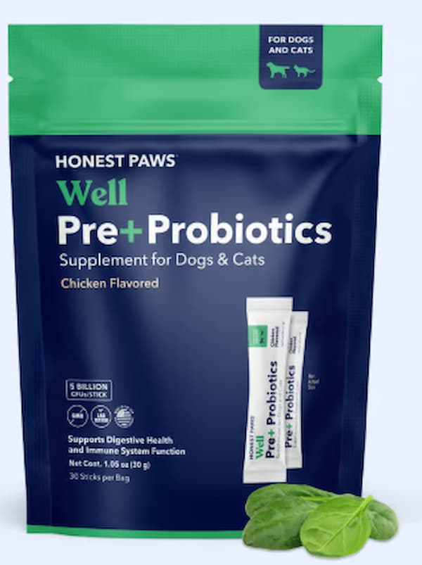 Fiber pre and postbiotic for dogs from Honest Paws